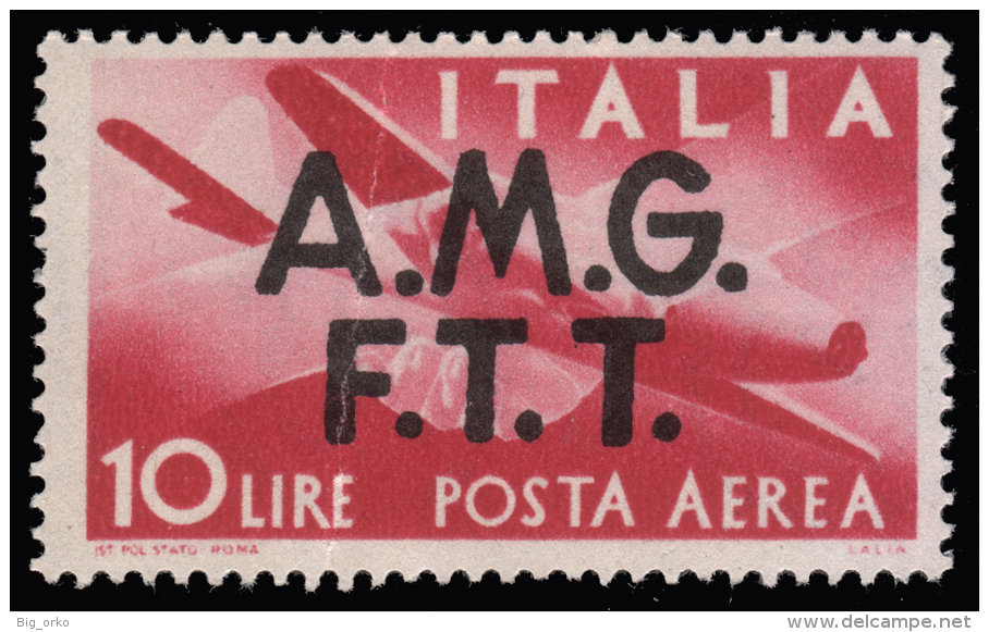 Italia – Trieste Zona A (AMG FTT): Posta Aerea / "Democratica" - Lire 10 Rosa Carminio - 1947 - Airmail