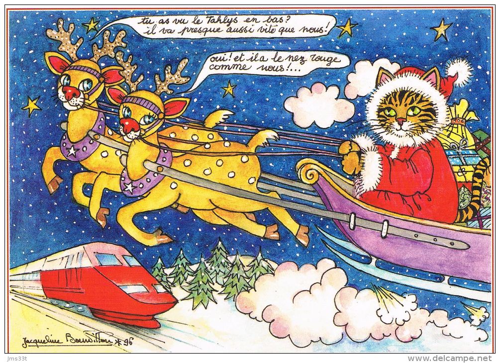 Illustration DeJacqueline BOURDILLON - Joyeux Noel / TGV - Contemporary (from 1950)