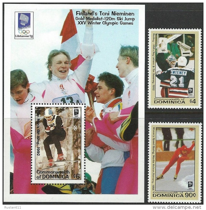 Olympic Games Dominica 1994 #1718/9 + Bl 242 Lillehammer MNH ** - Hiver 1994: Lillehammer