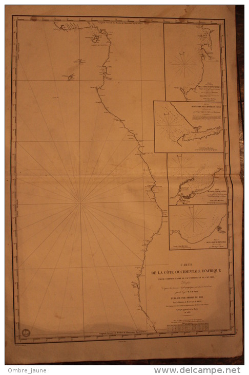 Carte Marine  1833 -  - Cote Occidentale D´afrique Entre Cap Formose Et Cap Frio - 87 Cm X 59 CM - Nautical Charts