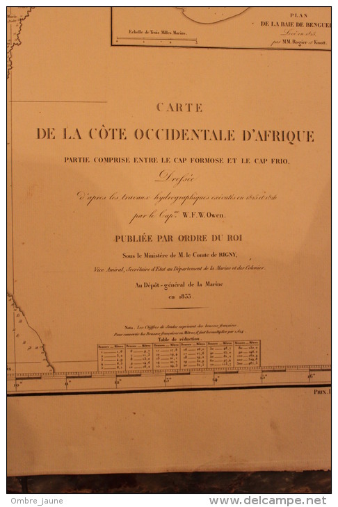 Carte Marine  1833 -  - Cote Occidentale D´afrique Entre Cap Formose Et Cap Frio - 87 Cm X 59 CM - Cartes Marines