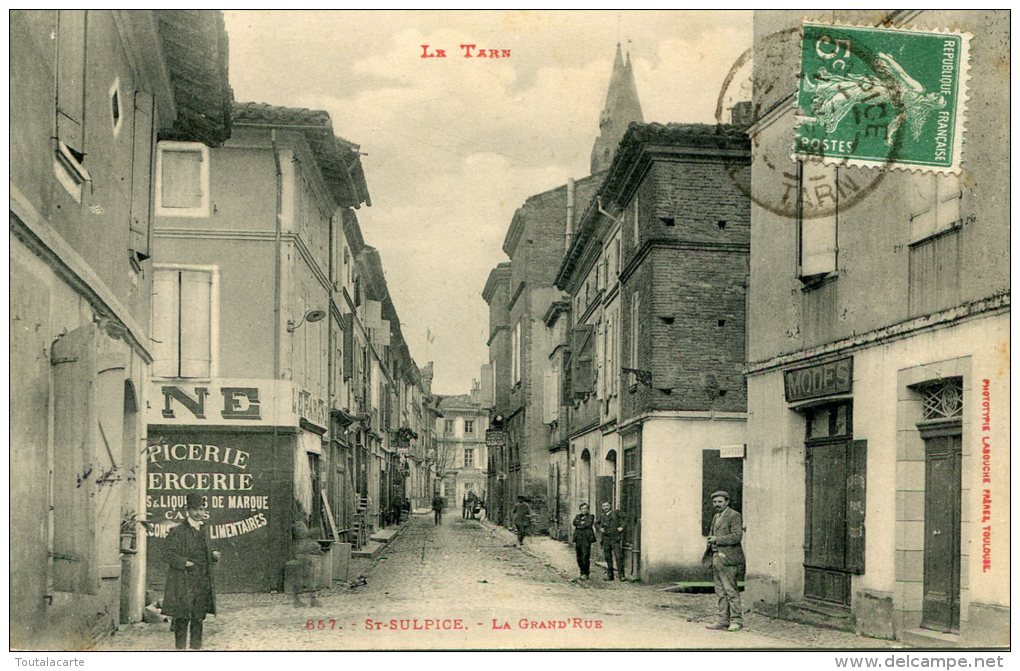 CPA 81 ST SULPICE LA POINTE LA GRANDE RUE 1909 - Saint Sulpice