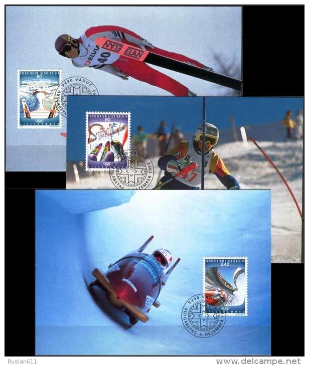Olympic Games Liechtenstein 1994 Maxi Cards1076/8 Lillehammer MNH ** - Invierno 1994: Lillehammer
