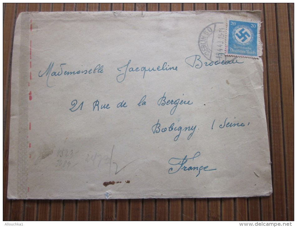 Cover Zensurbf BERLIN SO &gt;13/4/1943 STO 36 Pflichtpraktika Service  Deutschland&gt;pour Fur  Bobigny - Briefe U. Dokumente