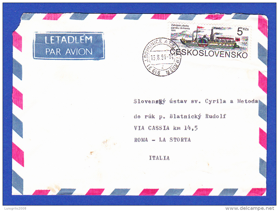 ENVELOPPE -- PAR AVION - CACHET 13.8.91 - Storia Postale