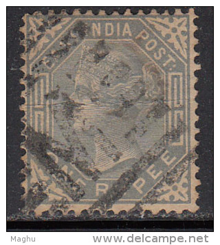 British East India Used 1874.........One Rupee,  Elephant Wartermark, As Scan - 1858-79 Compagnie Des Indes & Gouvernement De La Reine