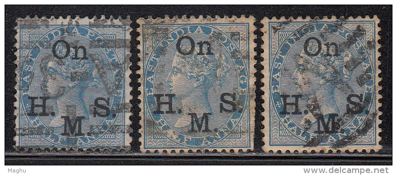 British East India Used On H.M.S. Service, 1874, Half Anna Shades, Official - 1858-79 Kronenkolonie