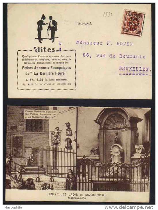 BELGIQUE - PRESSE - JOURNAUX / 1932  PREOBLITERE SUR CARTE POSTALE ILLUSTREE / 2 IMAGES (ref 5207) - Typografisch 1929-37 (Heraldieke Leeuw)