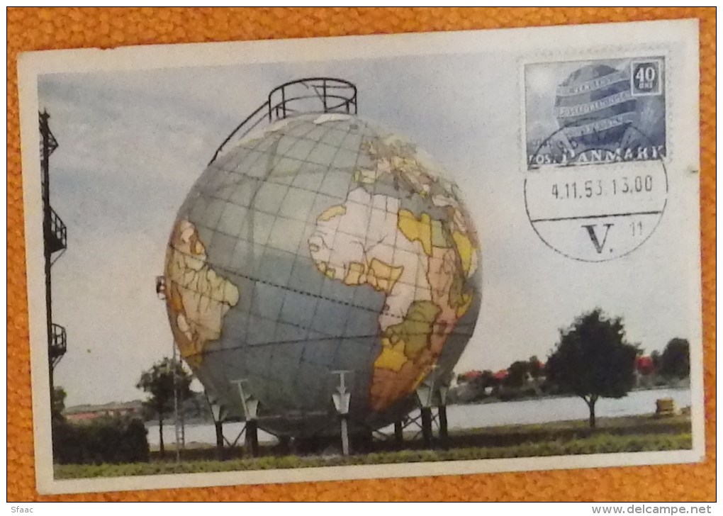 Maximum Globe 1953 - Verdens Postforeningen - Maximum Cards & Covers