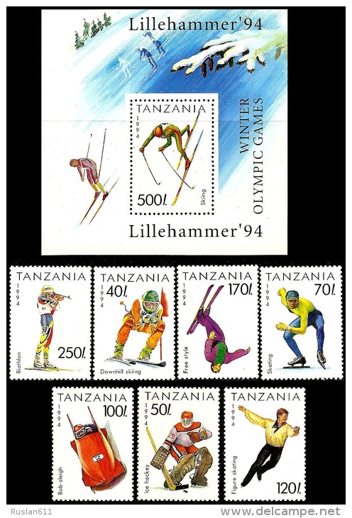 Olympic Games Tanzania 1994 #1705/11 + Bl 239  Lillehammer MNH ** - Winter 1994: Lillehammer