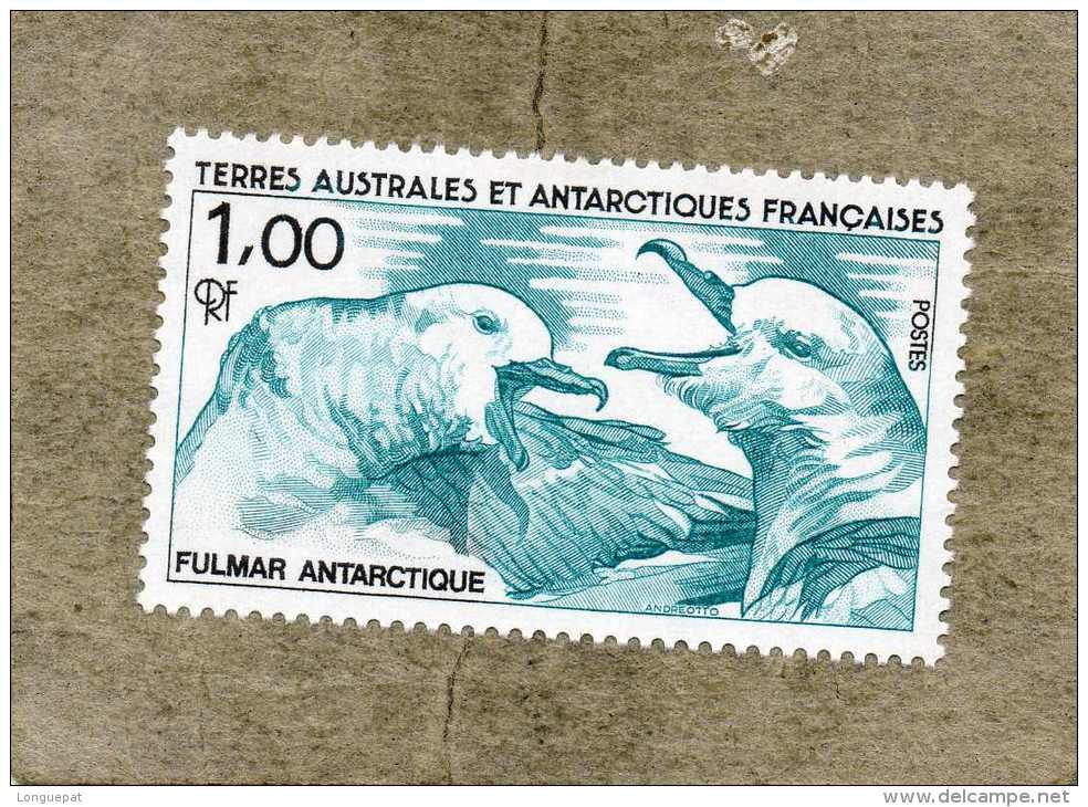 TAAF : Fulmar Boréal (Fulmarus Glacialis), Ou Pétrel Fulmar Ou Fulmar Glacial  - Oiseaux -  Faune Antarctique - - Unused Stamps