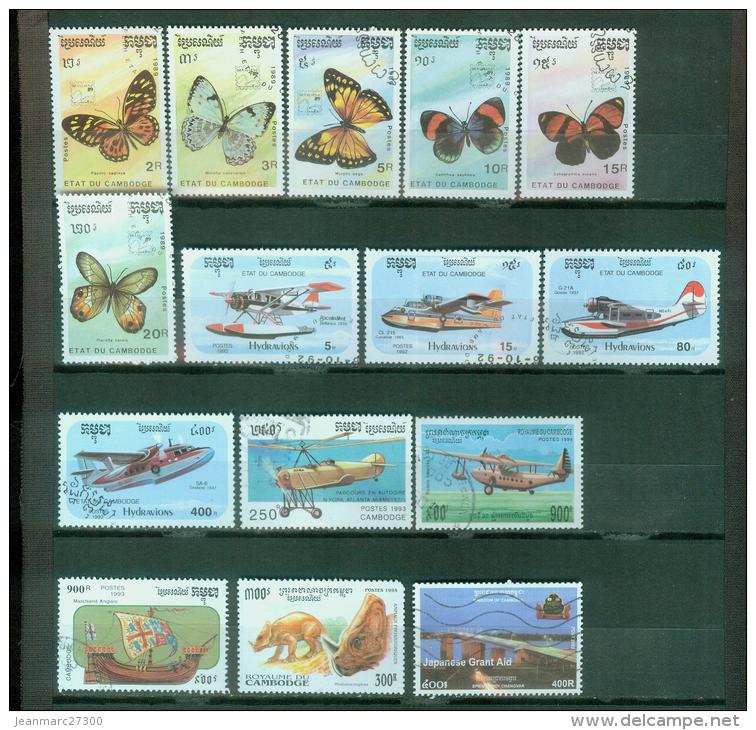 Asie Cambodge Liquidation 2/4 Papillons Avions - Camboya