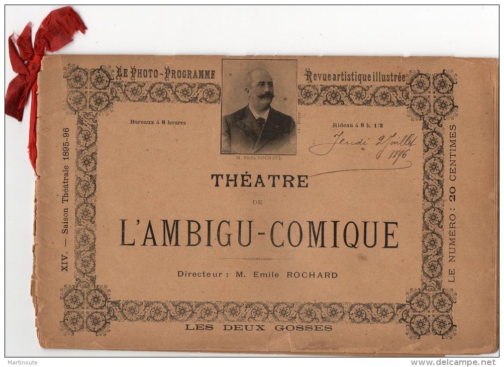 - REVUE Artistique THEATRE De L'AMBIGU-COMIQUE - Les Deux Gosses 1896 -  203 - Théâtre & Déguisements