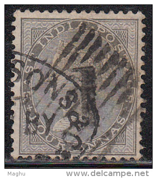 British East India Used 1856,  Four Annas, No Watermart,  Early Indian Cancellations, Renouf, Cooper, - 1854 Britse Indische Compagnie