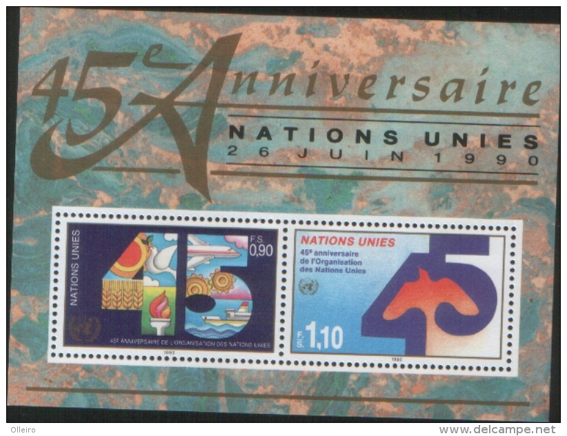 ONU 1990 (Geneva Office) Miniature Sheet 45° ONU -   Ufficio Di Ginevra Foglietto 45 Anniv.ONU 2v   ** MNH - Ungebraucht