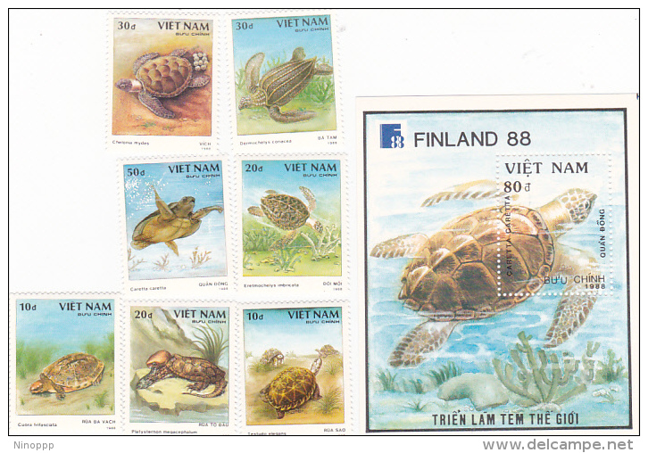 Vietnam 1989 Turtles Set And Mini Sheet MNH - Vietnam