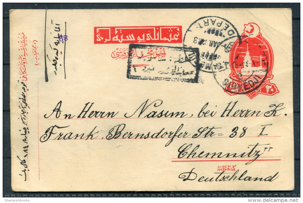 1917 Turkey CENSORED Postal Stationery SIRKEDJI To Chemnitz Germany - Covers & Documents