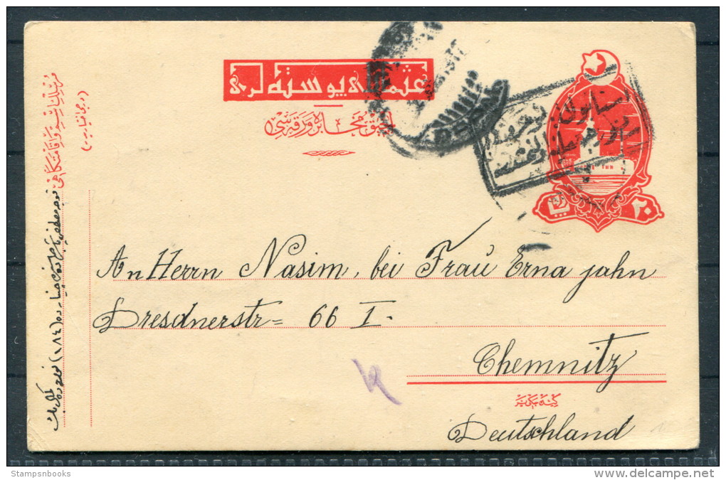 1917 Turkey CENSORED Postal Stationery ISTAMBUL To Chemnitz Germany - Covers & Documents