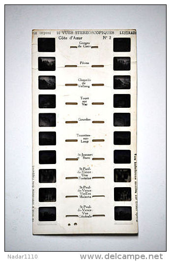 CÔTE D'AZUR N° 2 - 10 Vues Stéréoscopiques LESTRADE - Stereoskope - Stereobetrachter