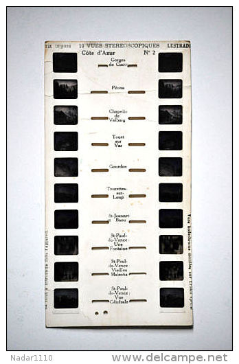CÔTE D'AZUR N° 2 - 10 Vues Stéréoscopiques LESTRADE - Visionneuses Stéréoscopiques