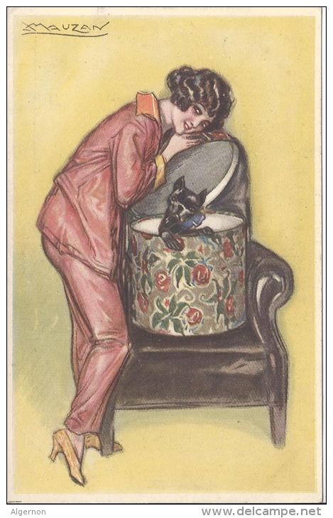 8288 - Femme Et Chien Sortant D'un Carton - Mauzan, L.A.