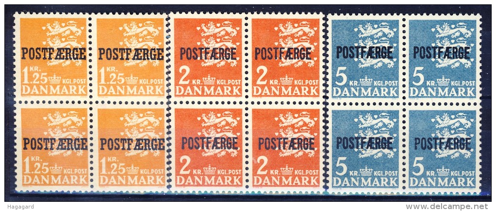 ##Denmark 1965-72. POSTFÆRGE. Blocs Of 4. Michel 40, 44-45. MNH(**) - Paquetes Postales