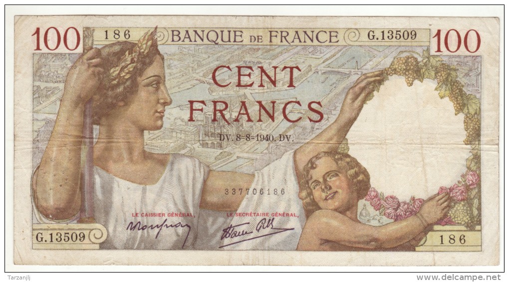 Billet De 100 Francs Sully Du 8. 8. 1940 - 100 F 1939-1942 ''Sully''