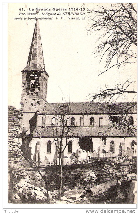 La Grande Guerre 1914-1915-Steinbach (Cernay-Thann-Haut-Rhin)-Eglise Et Cimetière Après Le Bombardement - Cernay