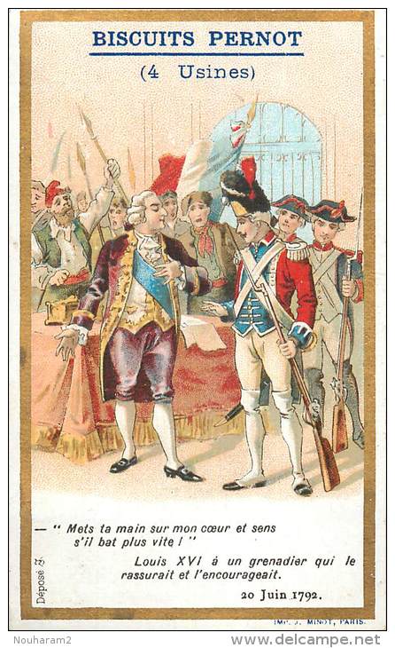 Chromos Réf. D418. Biscuits Pernot - Louis XVI, Grenadier, Soldats - Pernot