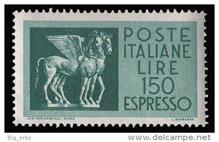 Italia - Espresso - Cavalli Alati: Lire 150 Verde Azzurro (Sassone N° 36) - 1968 - Express-post/pneumatisch