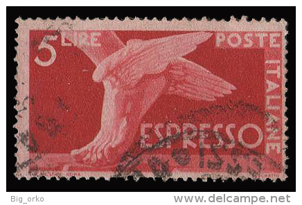 Italia - Espresso - Democratica: Lire 5 Rosso Bruno (Sassone N° 25) - 1945 - Correo Urgente/neumático