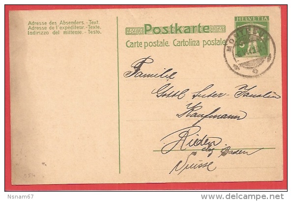 B54 - Entier Postal 5 Cte  - MONTREUX - 1910 - à Destination De RIEDEN - - Interi Postali