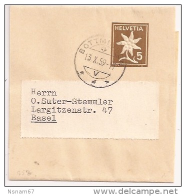 B58 - Bande Journal Entier Postal 5 Cte - BOTTMITTGEN - 1959 - - Ganzsachen