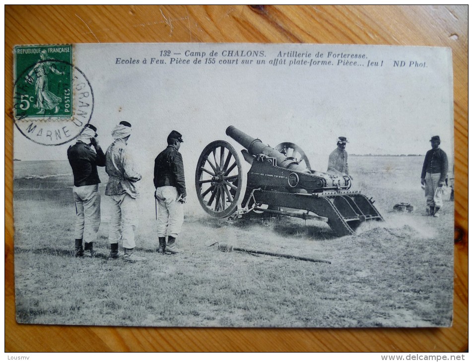 51 : Militaria - Camp De Châlons - Artillerie De Forteresse - Ecoles à Feu ... - Animée - Plan Inhabituel - (n°1118) - Camp De Châlons - Mourmelon