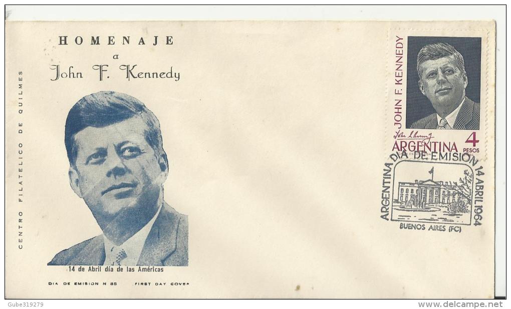 ARGENTINA 1964- FDC HOMENAGE /HOMAGE TO JOHN F. KENNEDY - DIA DE LAS AMERICAS C 1 SELLO DE 4 PESOS  POSTM B.AIRES APR 14 - FDC