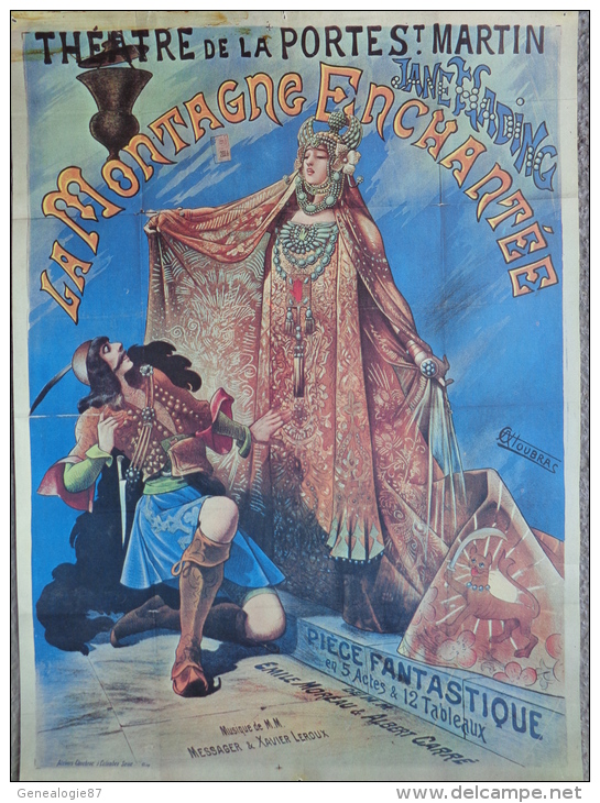 75- PARIS - AFFICHE THEATRE DE LA PORTE ST MARTIN PARIS- LA MONTAGNE ENCHANTEE-MESSAGER LEROUX - Posters