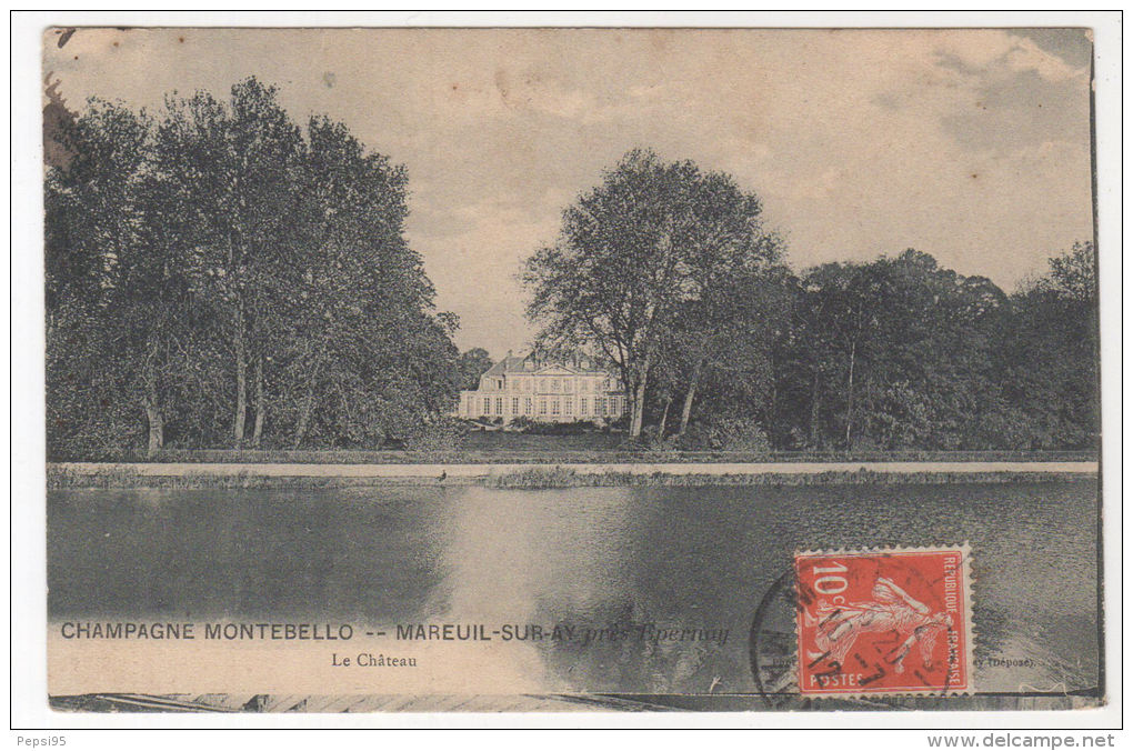51 CHAMPAGNE MONTEBELLO / MAREUIL SUR AY Près D´EPERNAY - Le Chateau / Voyagé 1912 - Mareuil-sur-Ay
