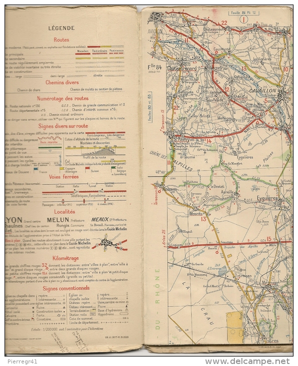 CARTE-ROUTIERE-MICHELIN-N °84-1930-N° 3040-711-MARSEILLE-MENTON - PAS DECHIREE-TB E - Roadmaps