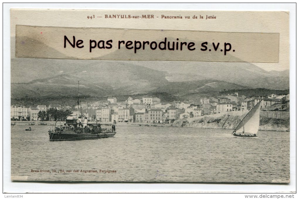 - 943 - BANYULS-sur-MER - Panorama Vu De La Jetée, Splendide, Bateau, Voile, Non écrite, TBE, Scans. . - Banyuls Sur Mer