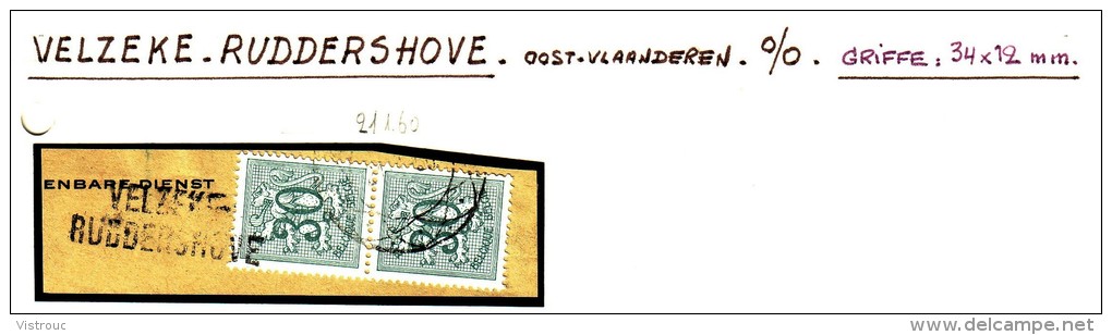 C.O.B. N° 1027 X 2 Sur Fragment De Lettre - Griffe Linéaire  : " VELZEKE - RUDDERSHOVE ". - Griffes Linéaires