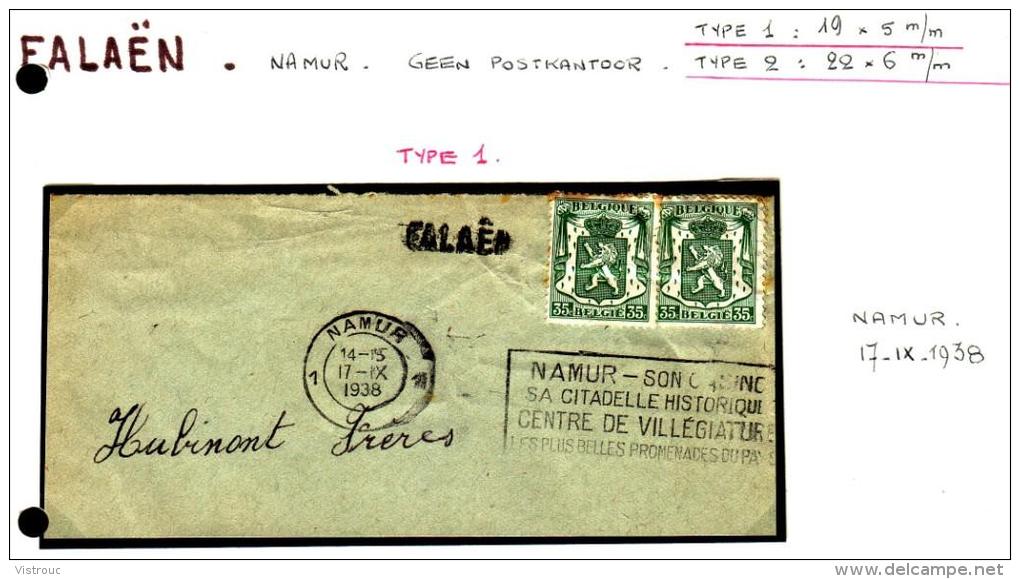 C.O.B. N° 425 X 2 Sur Fragment De Lettre - Griffe Linéaire  : " FALAËN ". - Langstempel