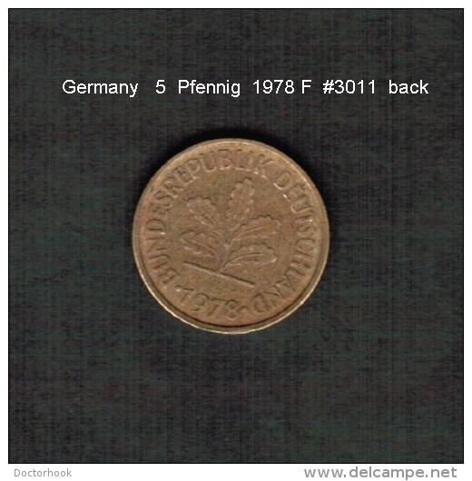 GERMANY    5  PFENNIG  1978 F  (KM # 107) - 5 Pfennig