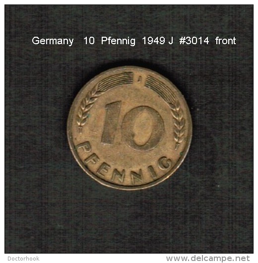 GERMANY    10  PFENNIG  1949 J  (KM # 108) - 10 Pfennig