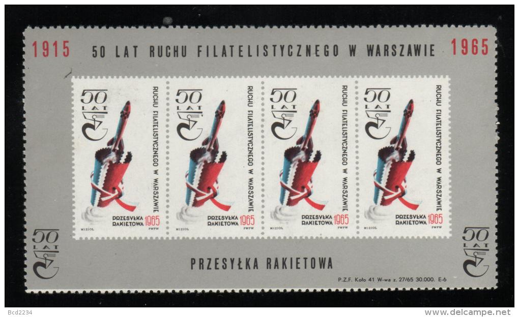 POLAND 1965 50 YEARS PHILATELY ROCKET POST SHEETLET NHM SPACE FLIGHT CINDERELLA - Cohetes