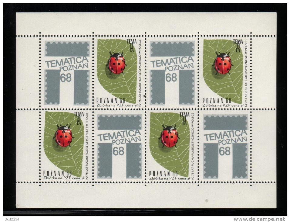 POLAND 1968 TEMATICA POZNAN PHILATELIC EXPO S/S NHM TYPE 2 INSECTS LADYBIRD CINDERELLA - Sonstige & Ohne Zuordnung