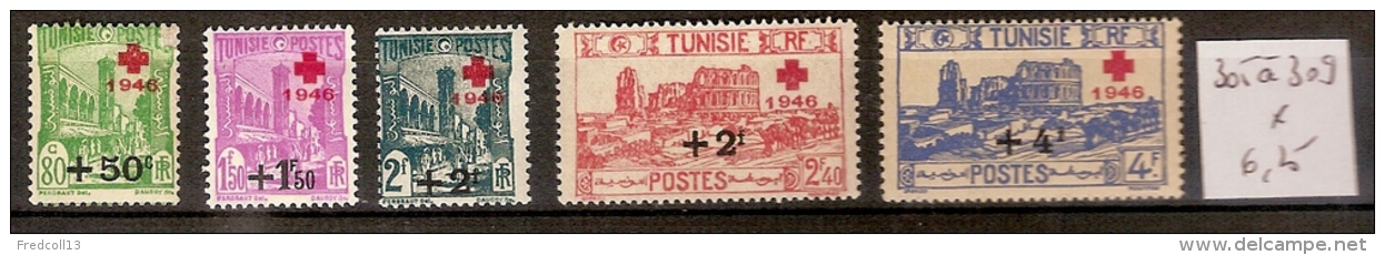 Tunisie 305 à 309 * Côte 6.25 € - Neufs