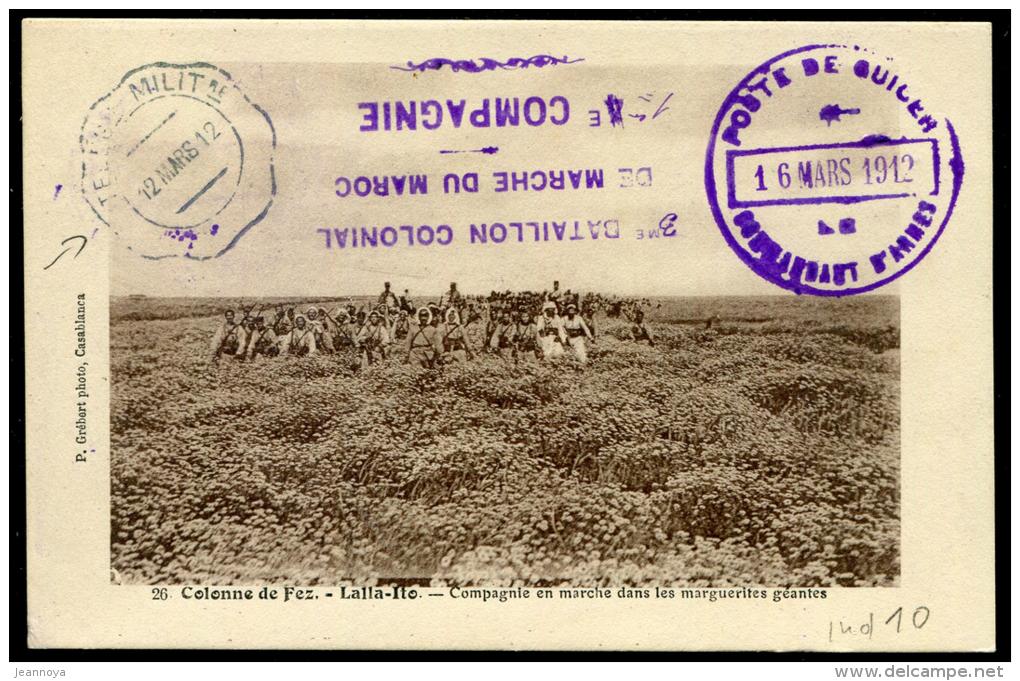 MAROC - CPA EN FM, CACHET SPECIAL " POSTE DE GUICER LE 16/3/1912 " + " TELEGRme MILITre Le 12/3/1912 " - TB - Usati