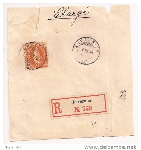 B73 - AUVERNIER - 1894 - Recommandé Grand Fragment - - Brieven En Documenten