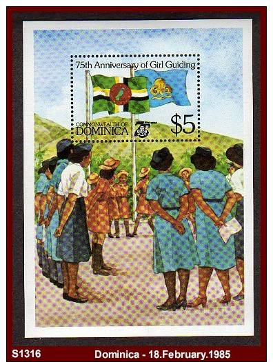 S1316 DOMINICA - 18.February.1985 - 75th ANNIVERSARY WORLD GIRL GUIDING - Mint Miniature Sheet - Guiding - Scouting - Other & Unclassified