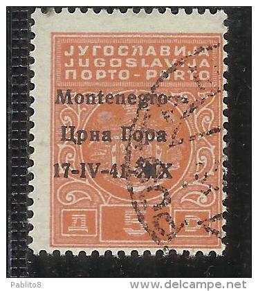 OCCUPAZIONI ITALIANE MONTENEGRO 1941 SEGNATASSE TASSE POSTAGE DUE TAXE 5 D USATO USED OBLITERE' - Montenegro